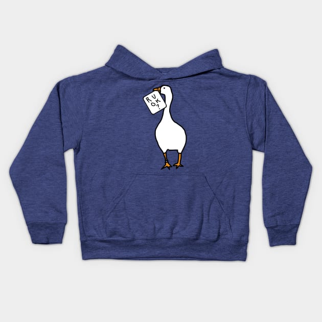 Goose with Stolen R U OK Sign Kids Hoodie by ellenhenryart